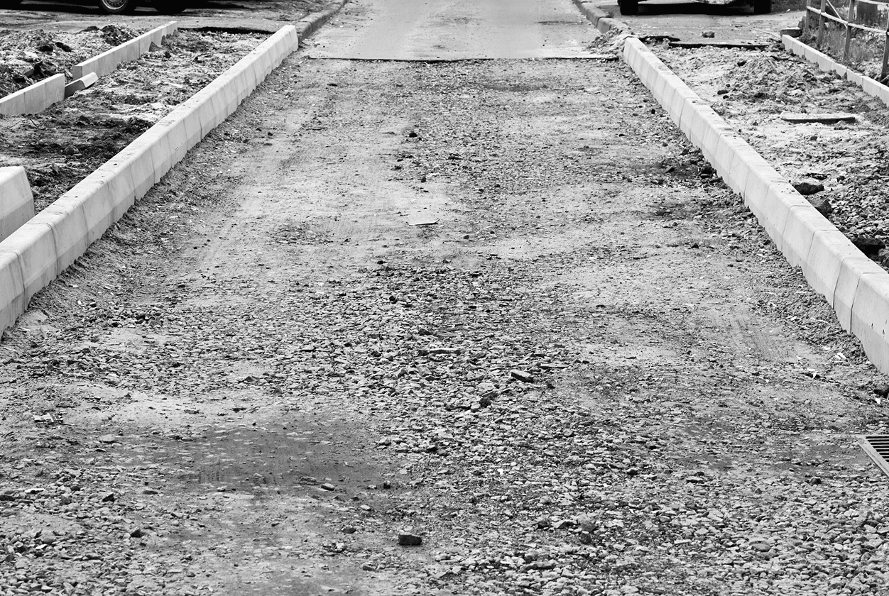 Roadwork in progress on urban street