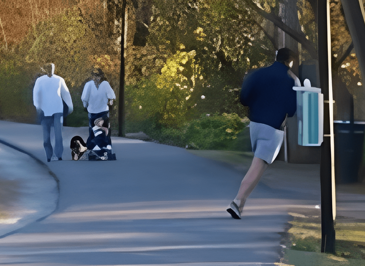 Family enjoying a walk with stroller