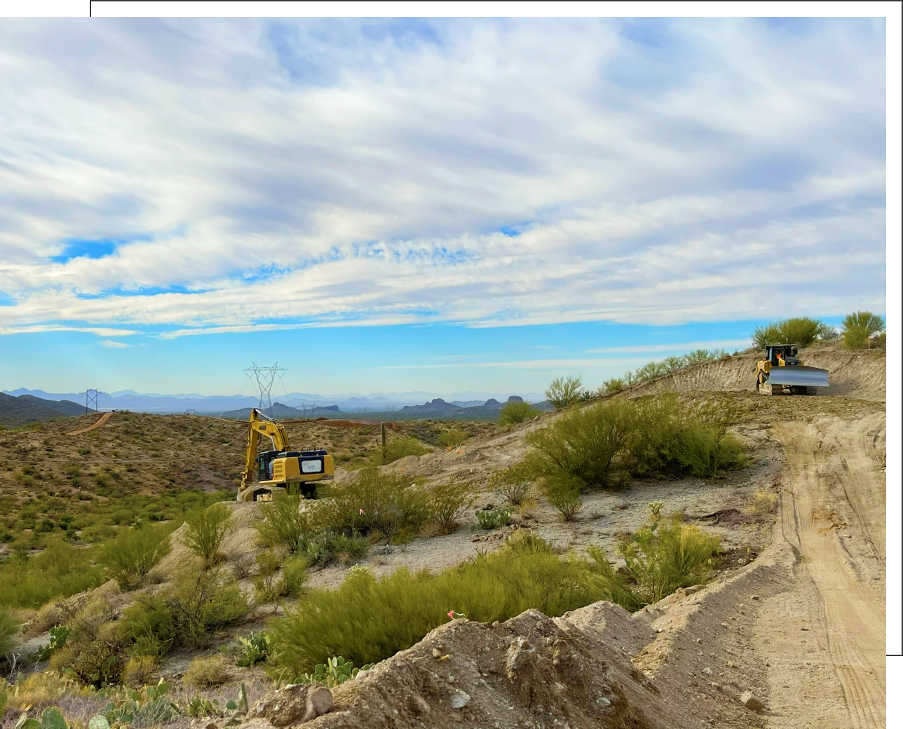Heavy machinery in sandy terrain