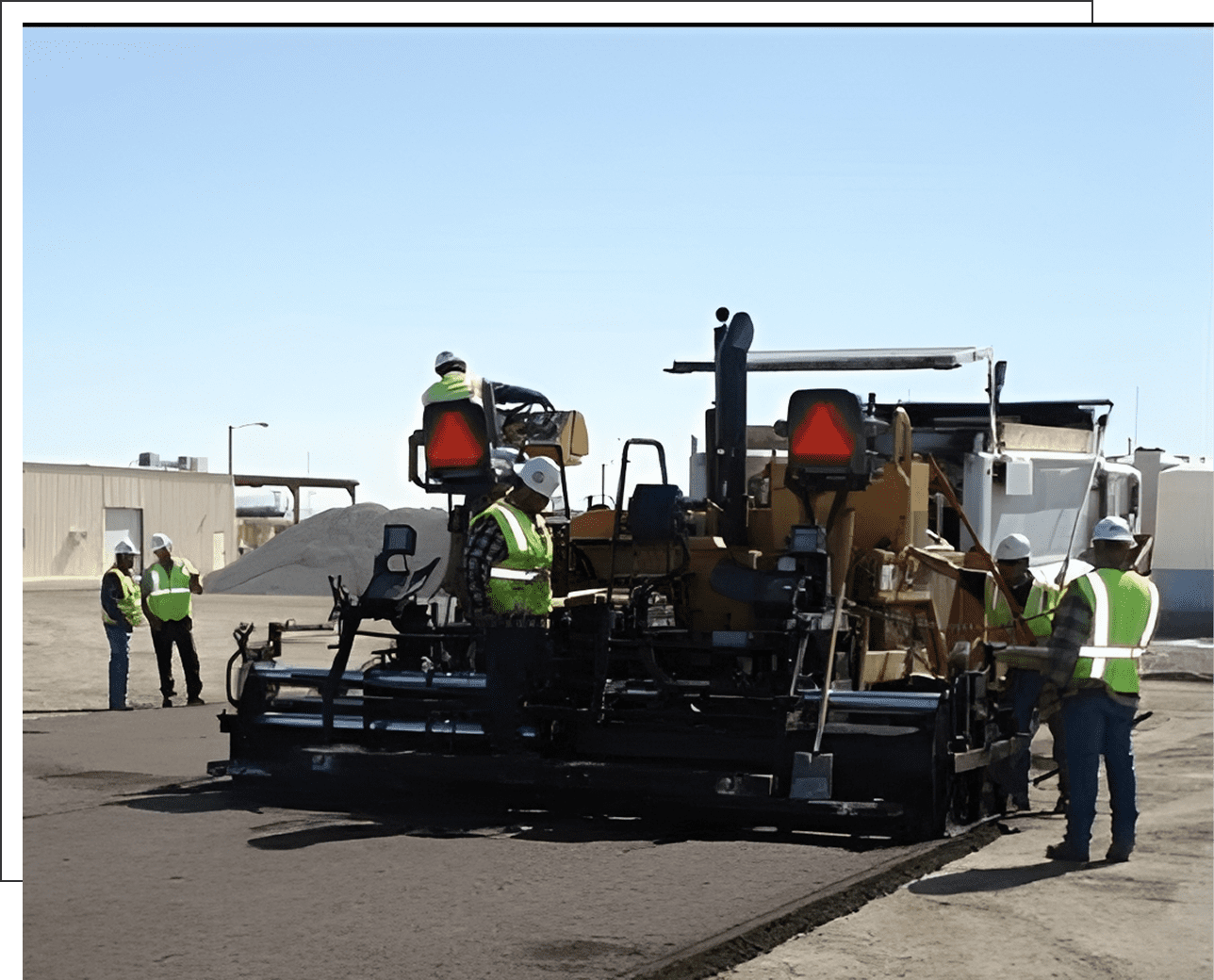 Roadwork with heavy machinery underway