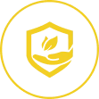 Shield with hand and leaf symbol