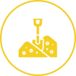 Construction symbol with shovel graphic