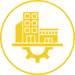 Industrial building symbol with gear